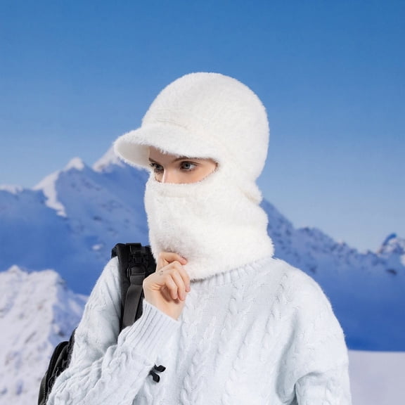 Generic Women'S Insulated Neck Warmer Hat Ladies' Windproof Neck Gaiter Hat Winter Knitted Hat Warm Cycling Ski Women Windproof Hood Heavyweight Thermal Gender-Neutral Plaid Knit Beanie