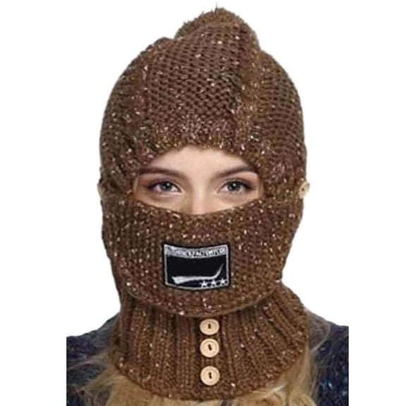 Generic Women'S Knit Earflap Neck Warmer Hat 2 In 1 Scarf Knitted Hat Knitted Hat With Ear Protectors Outdoor Riding Elastic Warm Ear Knitted Hat Unisex Oversized Knit Beanie