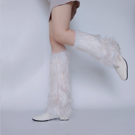 Generic Women'S Thermal Knee-High Leg Protectors Furry Boot Cover Imitation Socks Shoe Cover Leg Cover Long Foot Cover Women's Leg Warmers Warm And Slim