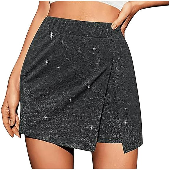Generic Women Sequin Casual Shorts Elastic High Waist Slit Loose Comfy Glitter Short Summer Fashion Evening Club Shorts
