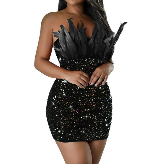 Generic Women Sexy Elegant Rhinestone Bodycon Mini Dress Birthday Party Club Night Outfits