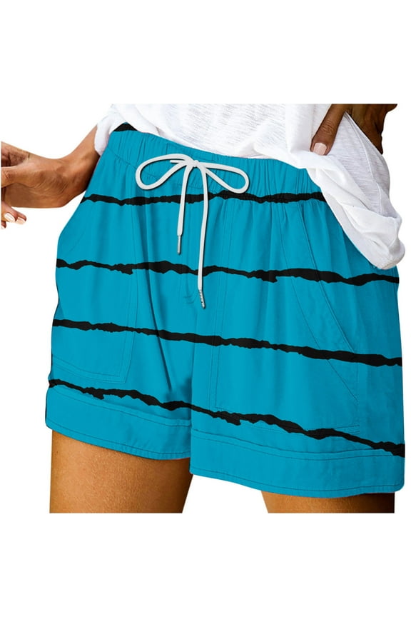 Women Summer Shorts Drawstring Elastic High Waisted Short Casual Loose Vacation Lounge Shorts with Pockets