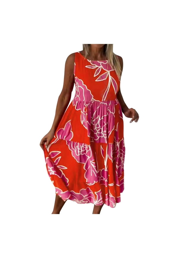 Women T Shirt Dress Short Sleeve V Neck Asymmetrical Hem Dresses Gradient Graphic Print Swing A-Line Beach Sundress