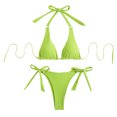 thumbnail image 1 of Generic Women's 2 Piece Swimsuit Solid Color Sexy Halter Triangle Tie Side Bikini Set Swim Tops and Thongs, 1 of 5