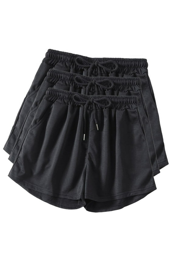 Women's 3 Pack Summer Shorts Dressy Casual Drawstring Elastic Waist Short Pants Loose Comfy Lounge Shorts with Pockets