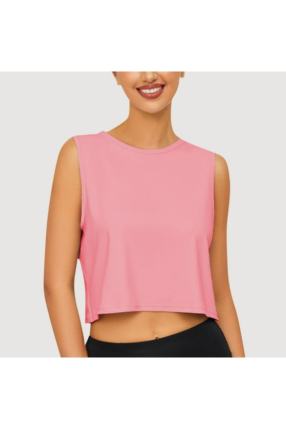 Women's Athletic Tank Tops Loose Fit Sleeveless Sweat-Wicking Stretchy Shirts Fitness Yoga Crop Blouses