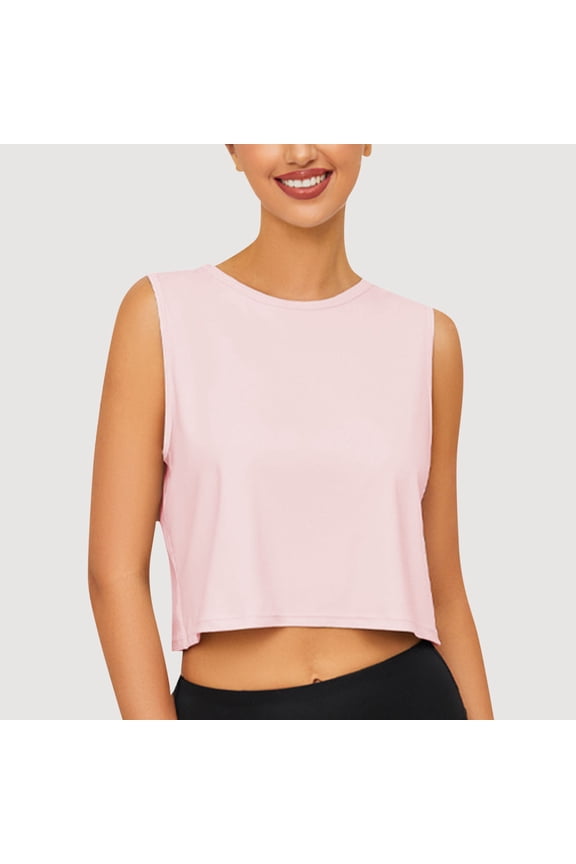 Women's Athletic Tank Tops Loose Fit Sleeveless Sweat-Wicking Stretchy Shirts Fitness Yoga Crop Blouses