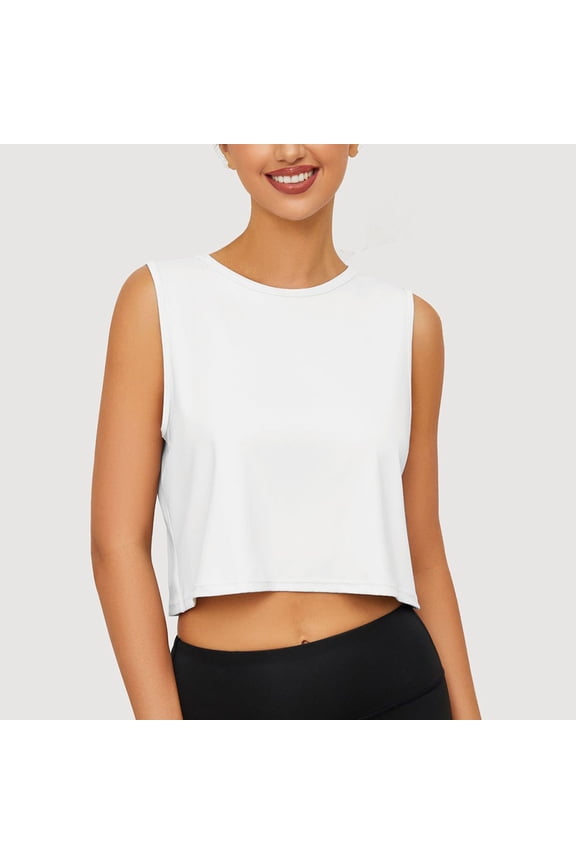 Women's Athletic Tank Tops Loose Fit Sleeveless Sweat-Wicking Stretchy Shirts Fitness Yoga Crop Blouses