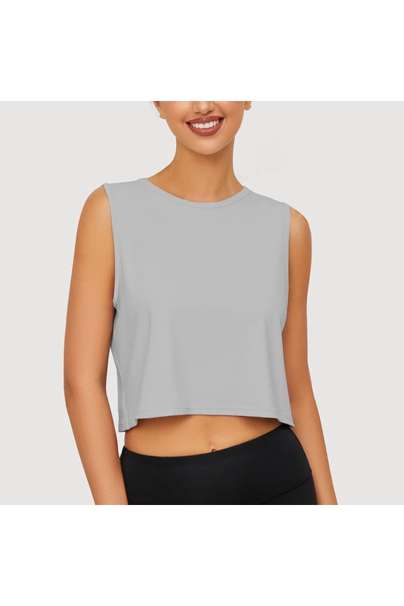 Women's Athletic Tank Tops Loose Fit Sleeveless Sweat-Wicking Stretchy Shirts Fitness Yoga Crop Blouses