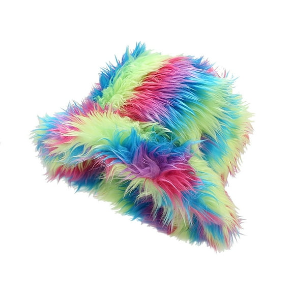 Generic Women's Autumn And Winter Colorful Warm Fisherman Hat Lei Feng Hat Winter Bucket Hat for Women Warm Hats Cute Warm Soft Faux Fur Fisherman Cap