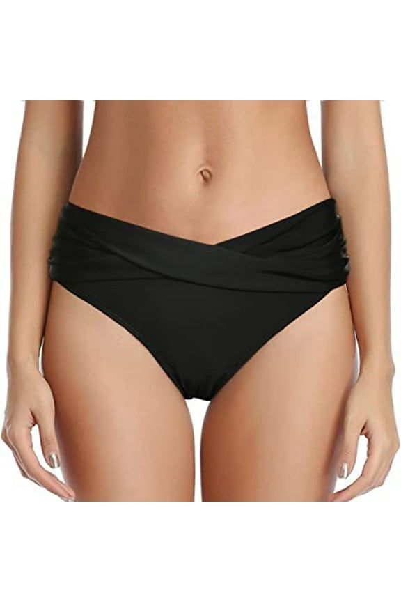 Women's Bikini Bottom Twist Front Cheeky Swimsuit Ruched Bathing Suit Bottoms