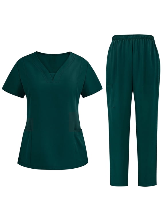 Women's Breathable Cool Stretch Fabric Scrub Top and cargo Pant Set