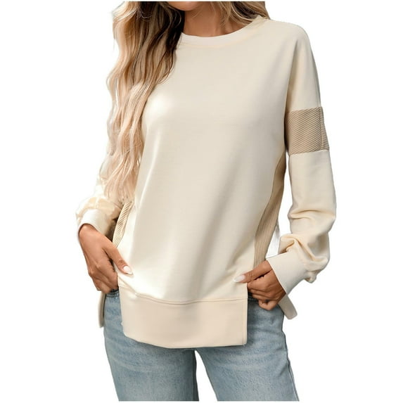 Generic Women #39 s Casual Oversized Sweatshirt Crew Neck Color Block Loose