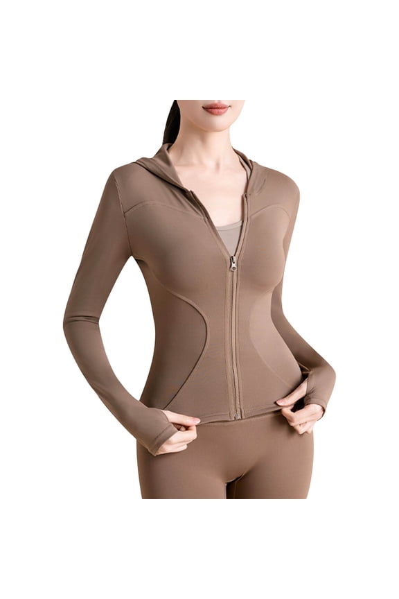 Women's Cropped Lightweight Stretchy Running Track Jackets Full Zip Slim Fit Workout Tops with Thumb Holes