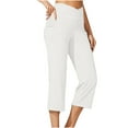 thumbnail image 1 of Generic Women's Cross Waist Capri Running Leggings Yoga with Side Pockets Athletic Exercise High Waisted Tummy Control, 1 of 1