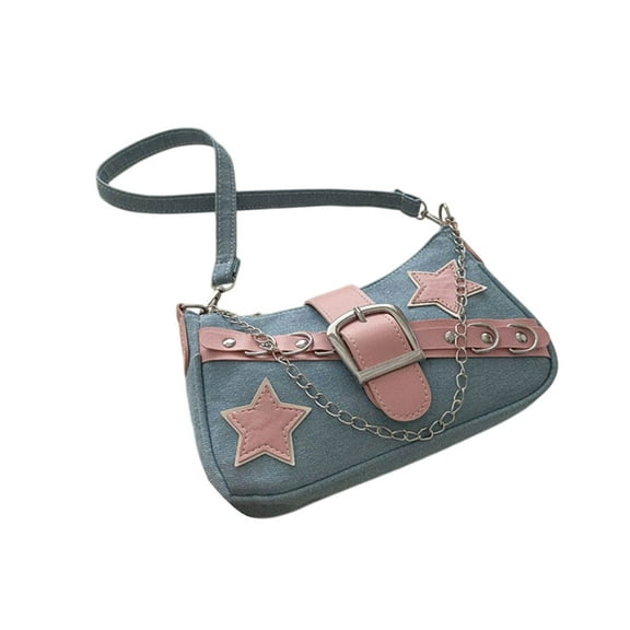 Generic Women's Denim Hobo Chain Y2K Buckle Handbag Underarm Purse Shoulder Tote Bag