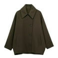 thumbnail image 1 of Generic Women's Fall Single Breasted Pea Coat Long Sleeve Turndown Collar Wool Cape Blend Coats Outwear with Pockets, 1 of 3