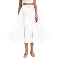 thumbnail image 1 of Generic Women's Faux Suede Elastic Waist Midi Long Skirts Casual A Line Flowy Summer Large Solid Skirt, 1 of 7