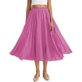 thumbnail image 1 of Generic Women's Faux Suede Elastic Waist Midi Long Skirts Casual A Line Flowy Summer Large Solid Skirt, 1 of 7