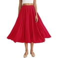 thumbnail image 1 of Generic Women's Faux Suede Elastic Waist Midi Long Skirts Casual A Line Flowy Summer Large Solid Skirt, 1 of 7