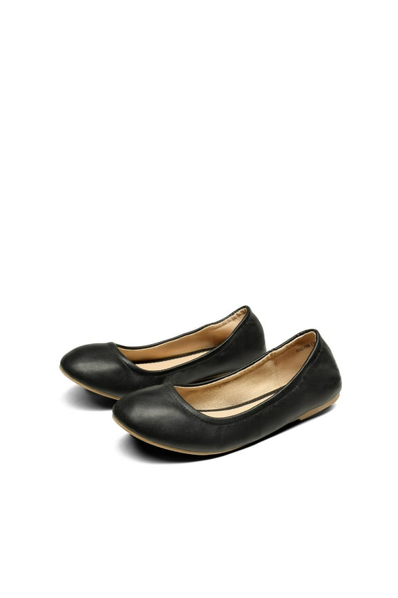 Women's Flats Solid Plain Walking Classic Casual Ballet Flats Slip on Shoes BLACK Size 10