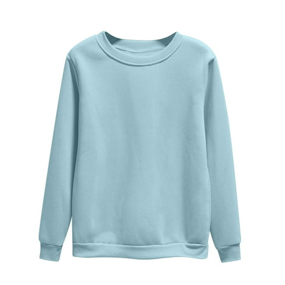 Generic Women's Fleece Lined Sweatshirt Crewneck Cotton Pullover Fall Casual Long Sleeve Warm Tops