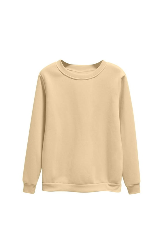 Women's Fleece Lined Sweatshirt Crewneck Cotton Pullover Fall Casual Long Sleeve Warm Tops