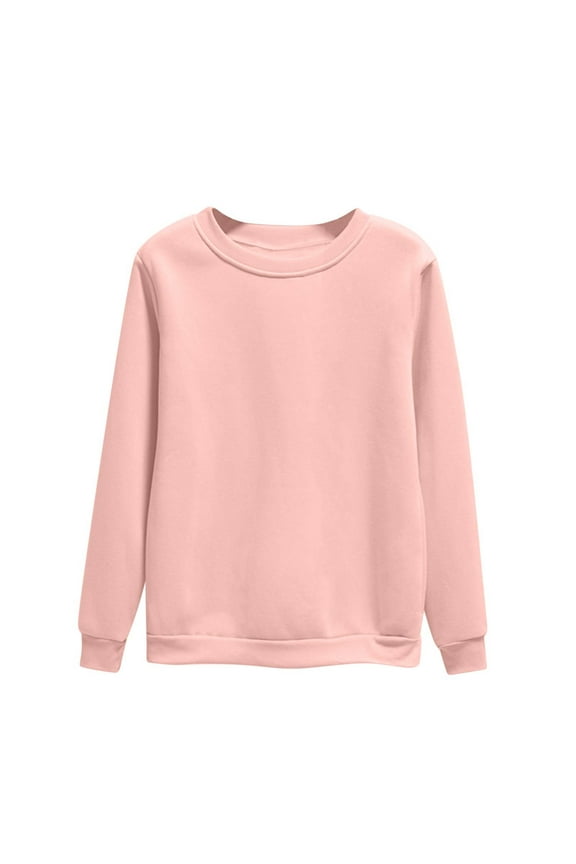 Women's Fleece Lined Sweatshirt Crewneck Cotton Pullover Fall Casual Long Sleeve Warm Tops