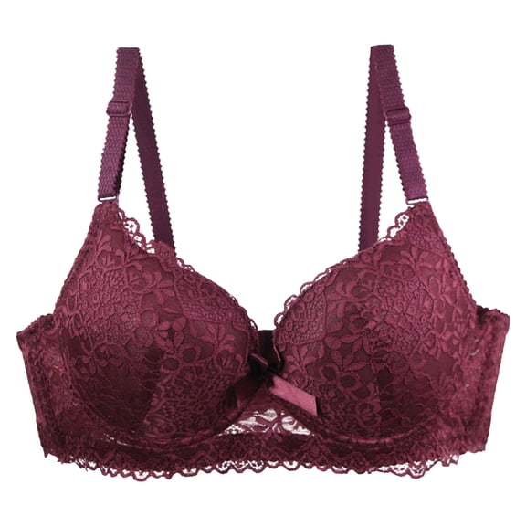 Generic Women's Floral Lace Bra Full Coverage Underwire Unlined Soft Bra Light Weight Bras
