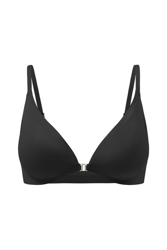 Women's Front Closure Bras No Underwire Plunge V Neck Bra Low Cut Padded Bralettes Comfortable Seamless Everyday Bras