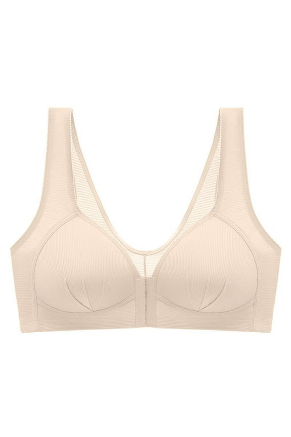 Women's Front Snap Bras Post-Surgery Wireless Bra, Padded Soft Bra for Mom Grandma Gift Everyday Sleep Underwear