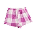 thumbnail image 1 of Generic Women's Fuzzy Buffalo Plaid Pajama Shorts Tie Front Elastic Waist Cute Sleep Lounge Pj Shorts, 1 of 4
