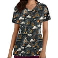 thumbnail image 1 of Generic Women's Halloween Theme Printed Scrubs Top, V Neck Medical Scrub Top Printed Nurse T-shirt with Pockets, 1 of 4