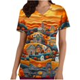 thumbnail image 1 of Generic Women's Halloween Theme Printed Scrubs Top, V Neck Medical Scrub Top Printed Nurse T-shirt with Pockets, 1 of 4