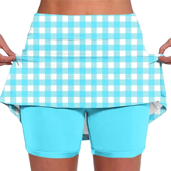 Generic Women's High Waisted Polka Dot Skorts Tennis Golf Skirt with Shorts Pockets Athletic Running Workout Casual Sports Skirt