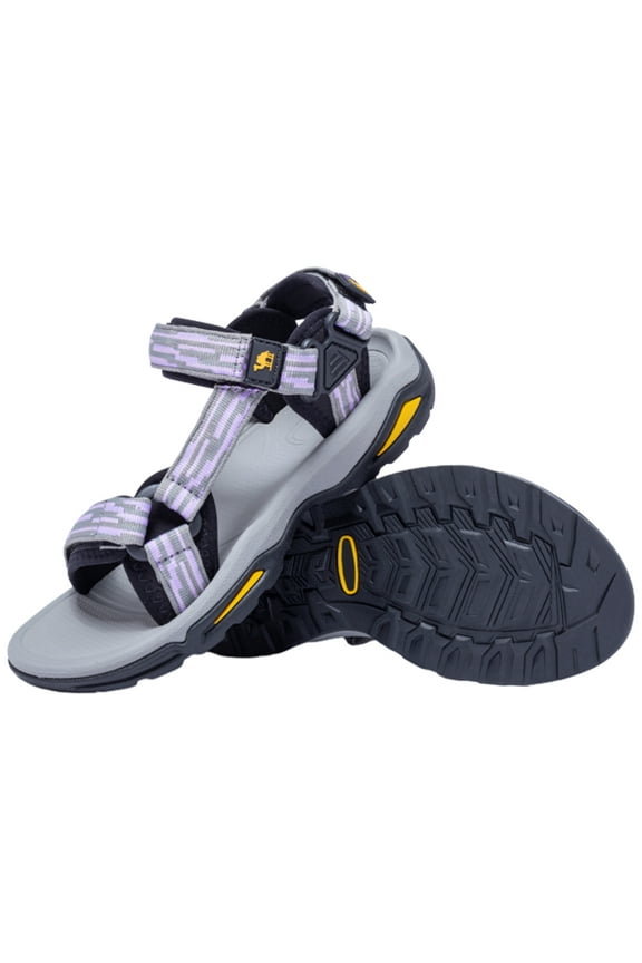 Women's Hiking Sandals Adjustable Comfort Sandals Outdoor Footbed Casual Flat Sandal Summer Trekking Grey Purple