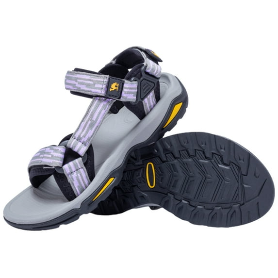 OutPro Women's Hiking Sandals Adjustable Comfort Sandals Outdoor Footbed Casual Flat Sandal Summer Trekking Grey Purple