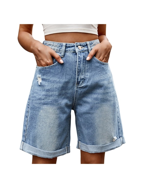 Women's Jorts Y2k Baggy Jean Shorts Casual High Waist Straight Leg Long Denim Shorts Y2k Aesthetic Streetwear