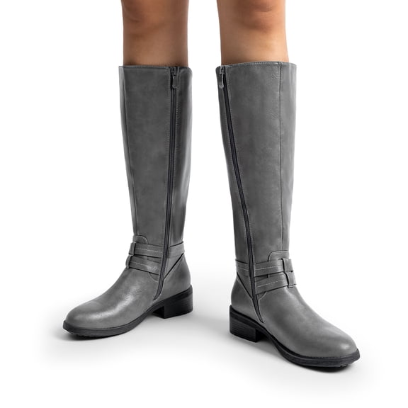 Generic Women’s Knee High Riding Boots, Side Zipper Fashion Buckle Strap Low Heel Winter Casual Boots