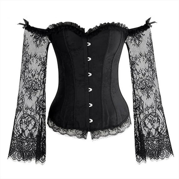 Generic Women's Lace up Gothic Jacquard Shoulder Straps Tank Overbust Shaper Corset Bustiers Top