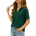 thumbnail image 1 of Generic Women's Lapel Collar Polo Shirts Casual V Neck Short Sleeve Tops Summer Cotton Dressy Casual Tunic Tops, 1 of 4