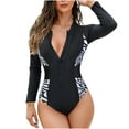thumbnail image 1 of Generic Women's One Piece Rash Guard Swimwear Long Sleeve Zipper Surfing UV Protection Swimsuit Surfing Bathing Suits, 1 of 7
