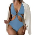 thumbnail image 1 of Generic Women's One Piece Swimsuit Deep V Neck Metal U Ring Linked Swimwear Sexy Cut Out High Waisted Bathing Suit, 1 of 4