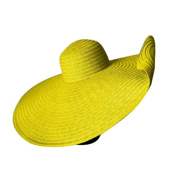 Generic Women's Oversized Brimmed Hat Foldable Vacation Beach Hat Large Sun Protection And Shading Hat