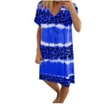 thumbnail image 1 of Generic Women's Plus Size Leopard Print Dresses V Neck Short Sleeve T Shirt Dress Summer Flowy Layered Beach Short Dresses, 1 of 2