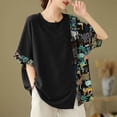 thumbnail image 1 of Generic Women's Plus Size Shirts Ethnic Style Retro Chinese Loose T-Shirt Summer Casual Round Neck Short Sleeve Tops, 1 of 6