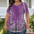 thumbnail image 1 of Generic Women's Plus Size Tops Casual Short Sleeve Trendy Shirts Dressy Crewneck Polka Dot Printed Summer Ruched Tunic Blouses, 1 of 4