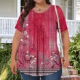 thumbnail image 1 of Generic Women's Plus Size Tops Casual Short Sleeve Trendy Shirts Dressy Crewneck Polka Dot Printed Summer Ruched Tunic Blouses, 1 of 4