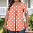 thumbnail image 1 of Generic Women's Plus Size Tops Casual Short Sleeve Trendy Shirts Dressy Crewneck Polka Dot Printed Summer Ruched Tunic Blouses, 1 of 4