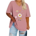 thumbnail image 1 of Generic Women's Plus Size V Neck T Shirts Summer Half Sleeve Tees Casual Loose Fit Cotton Tunic Tops, 1 of 3